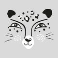 Vector illustration of a cute leopard. The head of a cat. Spotted cat, baby of a wild cat. Royalty Free Stock Photo